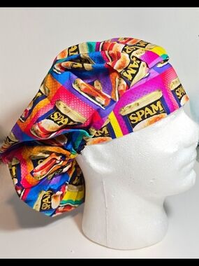 SPAM Pattern surgical/scrub/chemo Hat/cap, Adjustable, Never Worn. Unique!